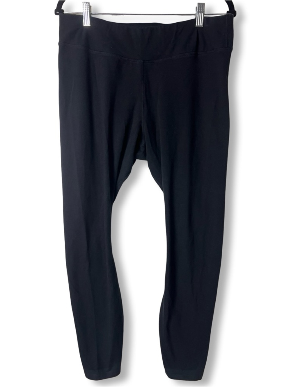 Pact - Women’s Organic Cotton Black Crop Leggings Wide Waistband - Sz. XL